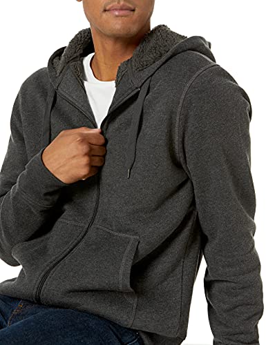 Amazon Essentials Sherpa Lined Full-Zip Hooded Fleece Sweatshirt Novelty-Hoodies, Carbón Heather, US (EU XL-XXL)