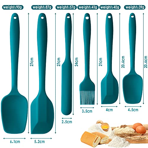 Amzeeniu Espatulas Silicona, Set de 6 Utensilios de Cocina de Silicona Antiadherente,Raspador de Masa de Silicona Resistente al Calor,Cuchara y Espátula para Cocina y Horneado