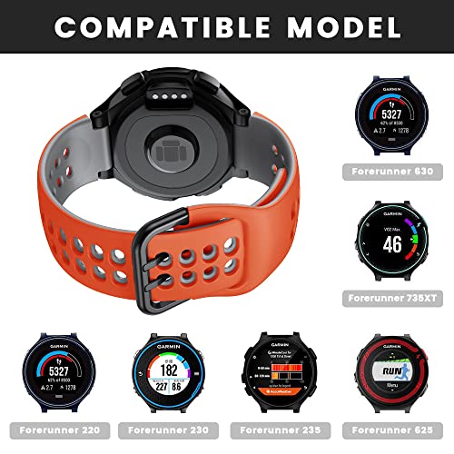 ANBEST Compatible con Garmin Forerunner 735XT/235/220/230/620/630 Correa, Pulsera de Silicona Deportiva de Repuesto para Approach S20/S5/S6 Correa para Mujeres y Hombres, Naranja/Gris