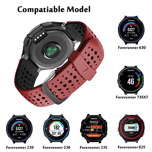 ANBEST Pulsera de Silicona Compatible con Garmin Forerunner 235/735XT/220/230/620/630 Correa Deportiva Adecuada para Garmin Approach S20/S5/S6, Rojo/Negro