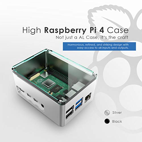 anidees Pi Case Caja de Aluminio Extra Alta para Raspberry Pi 4 Modelo B - Negro (AI-PI4-BB-H)