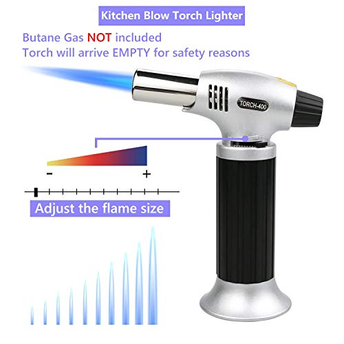 Antorcha de Cocina, Soplete de Cocina Antorcha de Cocina con cerradura de seguridad antorcha butano culinario llama ajustable para para DIY, Crema, BruléeF, Barbacoa, Cámping (No Incluye Butano)