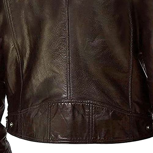 AOGOTO Chaqueta de piel sintética para hombre, chaqueta de piel sintética, ropa de abrigo cómoda, A-marrón, M