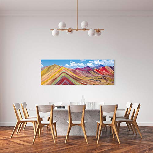 Art Print Cafe – Cuadro en Canvas, Foto montañas – Pangea Images, Vinicunca Rainbow Mountain, Peru – Impresion sobre Lienzo 100x35 cm