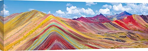 Art Print Cafe – Cuadro en Canvas, Foto montañas – Pangea Images, Vinicunca Rainbow Mountain, Peru – Impresion sobre Lienzo 100x35 cm