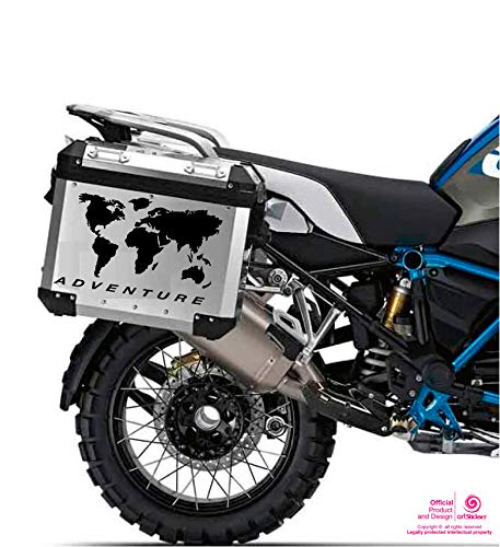 Artstickers. 2 Pegatinas Globo Mapa Mundo para BMW R 1200 1150 1100 GS Adventure Casos R GS Adventure. Color Negro. Regalo Spilart, Marca Registrada