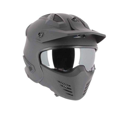 Astone Helmets - Elektron - Casque de moto jet - Casque jet 4 en 1 - Casque jet homologué - Coque en polycarbonate - Matt black M