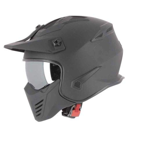 Astone Helmets - Elektron - Casque de moto jet - Casque jet 4 en 1 - Casque jet homologué - Coque en polycarbonate - Matt black M