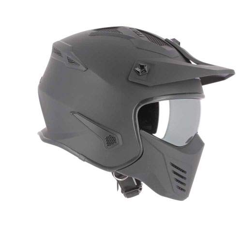 Astone Helmets - Elektron - Casque de moto jet - Casque jet 4 en 1 - Casque jet homologué - Coque en polycarbonate - Matt black M