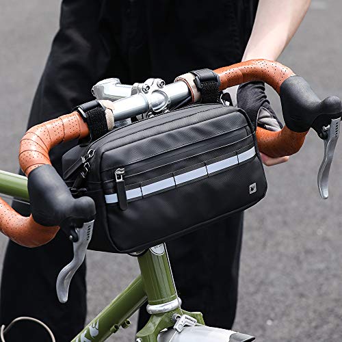 Asvert 3L Bolsa de Manillar Bicicleta MTB Multifuncional,Bolsa Impermeable para Manillar,Bolsa Bici Manillar Universal para Cualquier Bicicleta(Negro)