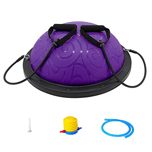 Ativafit - Entrenador de equilibrio de media pelota con correas para yoga, balón de equilibrio antideslizante para entrenamiento en casa, fitness, ejercicio, entrenamiento de fuerza, gimnasio, Púrpura