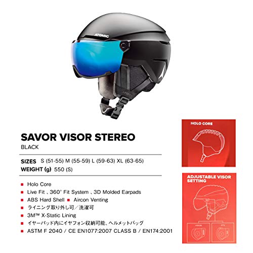 ATOMIC Savor Visor Stereo Casco, Adultos Unisex, Black (Negro), 51/55 cm