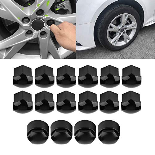 Atornille las Tuercas de las Cubiertas de las Tuercas, 20pcs Cubierta del Tornillo del Cubo del Coche 17 mm Tuerca Rueda del Coche Cubo Automático Protección del Tornillo Cubierta Antirrobo(Black)