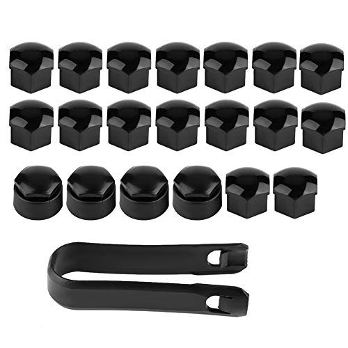 Atornille las Tuercas de las Cubiertas de las Tuercas, 20pcs Cubierta del Tornillo del Cubo del Coche 17 mm Tuerca Rueda del Coche Cubo Automático Protección del Tornillo Cubierta Antirrobo(Black)