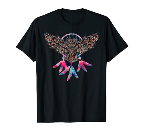 Atrapasueños de búhos nativos americanos indio suroeste plumas Camiseta