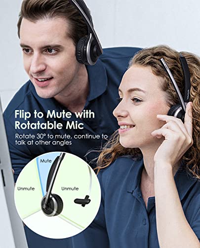 Auriculares Bluetooth con micrófono con cancelación de Ruido, estación de Carga de 180 H, Auriculares inalámbricos, señal BT Fuerte, Auriculares de Ajuste cómodo para PC, computadora portátil