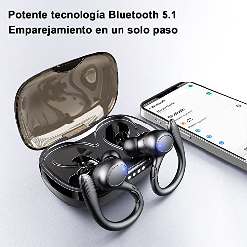 Auriculares Inalambricos Deportivos, Auriculares Bluetooth 5.1 Sport IP7 Impermeable Cascos Inalambricos con Microfono, Control Táctil In-Ear Auriculares Running, Hi-Fi Estéreo, Reproducci 40 Horas