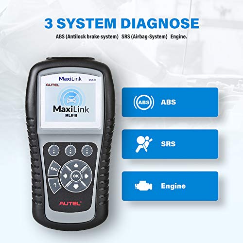 Autel MaxiLink ML619 Herramienta Diagnosis Multimarca y Lector de Códigos Error Funciones EOBD con Sistemas SRS Airbag y ABS