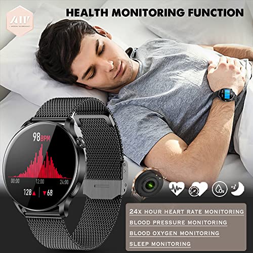 AWSENS Smartwatch, Reloj Inteligente 1.28 Pulgadas, Pulsera de Actividad Deportivo, con Pulsómetro, Recibir y contestar Llamadas, Control de Musica, Impermeable IP67 ，para Android iOS （Negro）