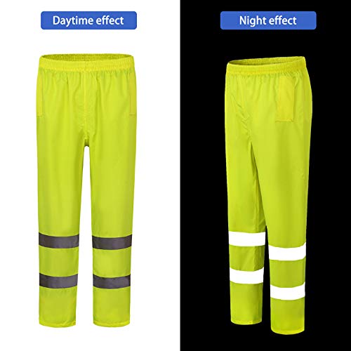 AYKRM Pantalones Lluvia Reflectante de Alta Visibilidad, Impermeable, para el Trabajo, Pantalones de Alta Visibilidad (Amarillo, XL)