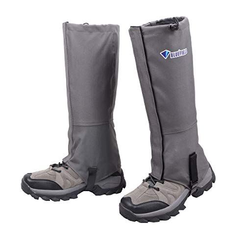 Azarxis Polainas de Senderismo Impermeable 1 Par Transpirable Polainas de Nieve para Trekking Caza Esquí Montaña al Aire Libre (Gris oscuro, L)