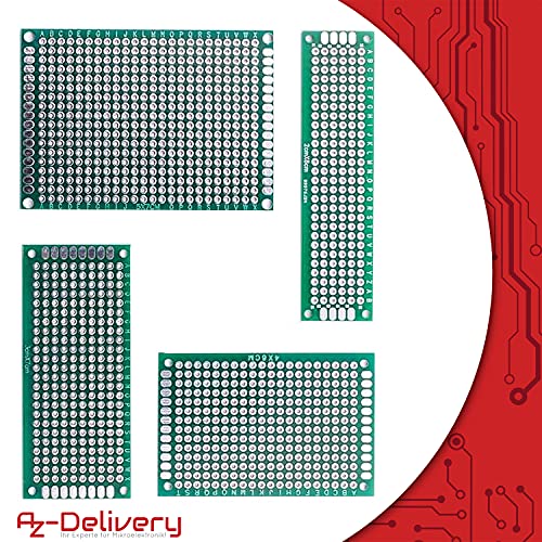 AZDelivery Set Prototipo 16 Placas Doble Cara Universal PCB Compatible con Arduino con E-Book Incluido!