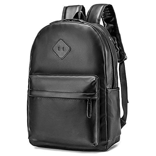 BAGZY Mochila Portatil Cuero PU 15,6 Pulgadas Mochila Mujer Mochila Hombre Negocios Viaje Bolso para Portátil Mochila de Hombro Bolso Escolar para Escuela (con Puerto USB & Puerto Auriculares)