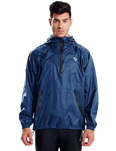 BALEAF - Chubasquero impermeable para hombre, con capucha, ligero, plegable, para correr, ciclismo, senderismo, cortavientos