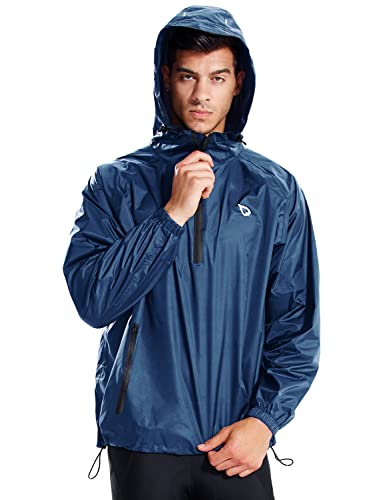 BALEAF - Chubasquero impermeable para hombre, con capucha, ligero, plegable, para correr, ciclismo, senderismo, cortavientos