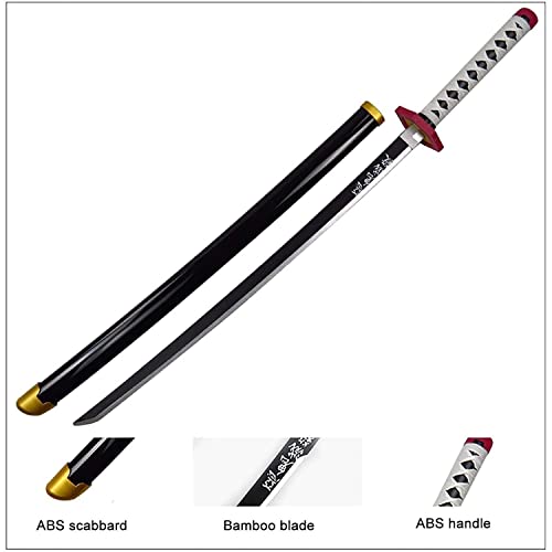 Bamboo Katana Cosplay Anime Sword, 80CM Demon Slayer Tomioka Giyuu Blade Arma Prop, Blanco, Azul (Color : Azul)