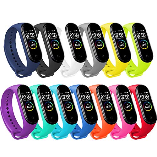 BANGTING 13 PCS Correa Compatible con Pulseras Xiaomi Mi Band 3/4, Correas para Fundas Mi Band 3 Mi Inteligente Band 4 Pulsera Reloj Silicona Banda Reemplazo