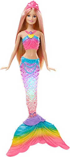 Barbie Dreamtopia, muñeca Sirena Luces de Arcoíris, regalo para niñas y niños 3-9 años (Mattel DHC40)