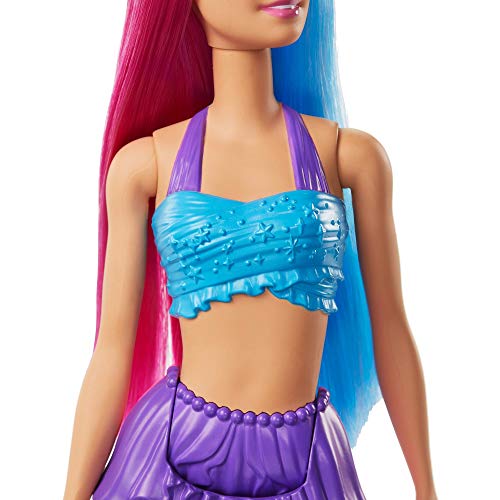 Barbie Dreamtopia Muñeca Sirena, pelo rosa y azul (Mattel GJK08)