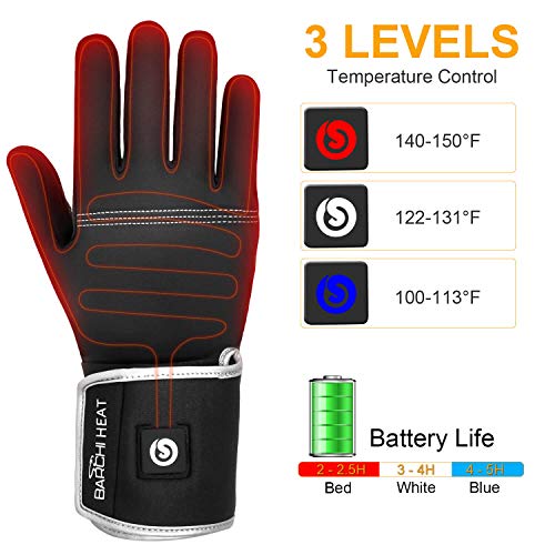 BARCHI HEAT 7.4V 2200MAH Liners Guantes con calefacción, Trabajo de Invierno Guantes con calefacción para Hombres Mujeres Invierno al Aire Libre Trabajo de Alta precisión