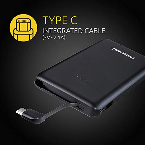 Batería Externa Intenso Power Bank S10000-C, Batería Externa con Cable Type C Integrado, (10000mAh, para Smartphones, Tabletas y más), Negro