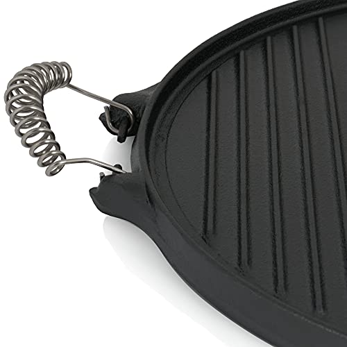 BBQ-Toro Plancha Grill I Con Asas I Hierro Fundido I Redonda I Doble Cara I Esmaltada I Barbacoa Gas I Bola (Ø 53 cm)