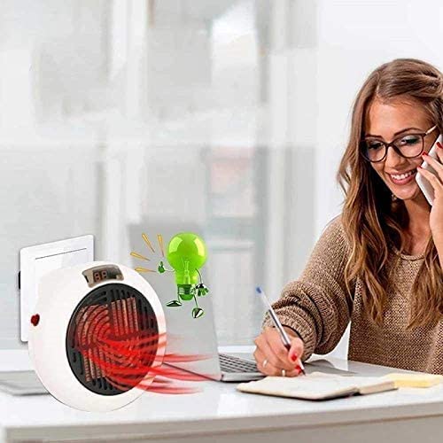 BCM Calefactor Portátil Mini Estufa Eléctrica Instant Heater Termoventilador Bajo Consumo con Termostato Ajustable, Adaptador Giratorio Calefactor Electrico para Casa Oficina Camp Blanco