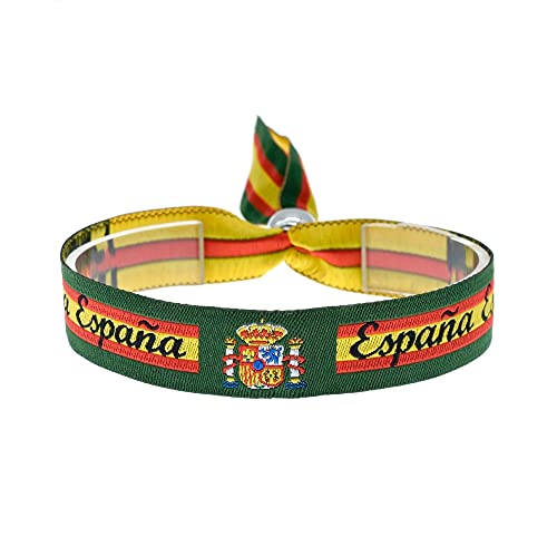 BDM Pulsera de la Bandera de España con el Escudo Nacional y Fondo en Color Verde de la Guardia Civil, es Ajustable y Unisex. Un Regalo Original