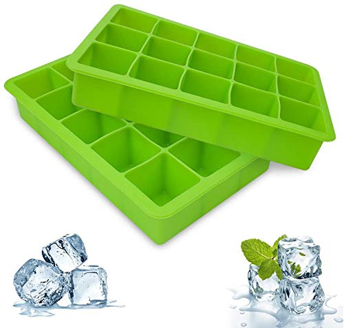 bedee Cubitera Hielo,2pcs Moldes para Cubitos de Hielo,Molde Silicona Sin BPA, para Congelarse Alimentos para Bebés, Cola,Cócteles Cola Whisky (Verde)