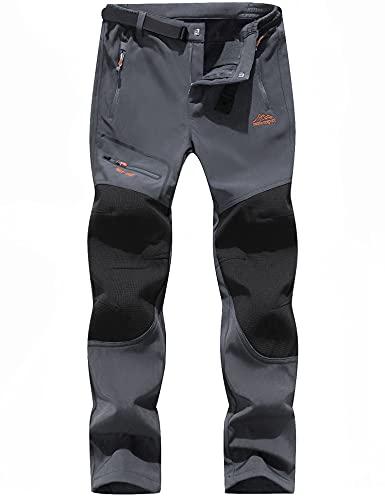 BenBoy Pantalones de Montaña Hombre Impermeables Invierno Calentar Pantalones Trekking Escalada Senderismo Softshell,KZ1672M-Grey-L