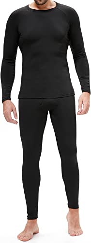 BenBoy Ropa Interior Térmica Hombre Camiseta Térmica Manga Larga Transpirable Set de Ropa Térmica Invierno Deportes Conjuntos Térmicos para Esquí Montaña Ciclismo (S, Negro)