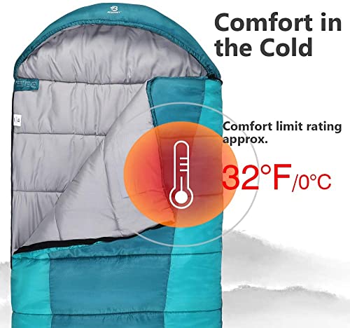 Bessport Saco de Dormir para Acampar 3-4 Temporadas 0 ° C | Saco de Dormir de Invierno de Ligero, Impermeable y cálido para Adultos, mochileros, campamentos, Caminatas y Viajes