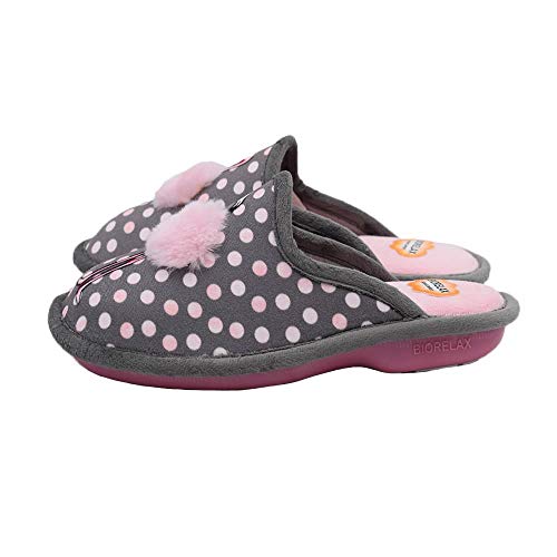 BIORELAX - Zapatillas COSDAM Biorelax Flamenco Gris 4519 Lona Mujer Color: Gris Talla: 37