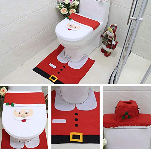 Bireegoo 1 Unidades Patrón de Navidad Baño Asiento de Inodoro Clouth Baño Inodoro Asiento Pie Almohadilla y Tanque de Agua Clouth Set Decoraciones de Navidad venta liquidación