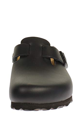 Birkenstock Boston, Zuecos de piel natural Unisex, Negro, 41 EU