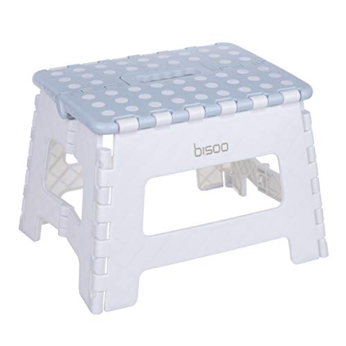 bisoo - Taburete Plegable - Escalón Infantil para el Baño - Banqueta 22 cm - Antideslizante Seguro y Cómodo - Niñas y Niños - Portátil - 22 cm (Azul)