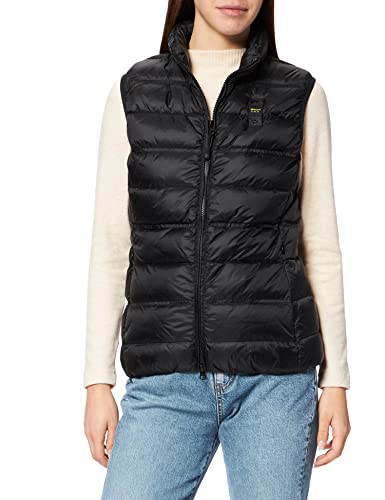 Blauer SMANICATI Imbottito Piuma Chaleco de Plumas, 999 Negro, Small para Mujer