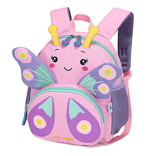 Bluesaly Mochila para Niñas Mochila para Niño Pequeños Mochila Escolar Bolsa de Viaje Impermeable y Transpirable con Dibujos Animados Bonitos y Animales para Guardería ​(Mariposa