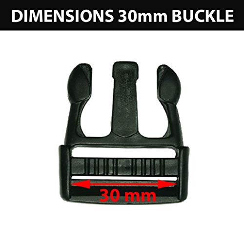 BOB-MEISTERWERK Hebillas de Plastico, Negras 15 mm, 20 mm, 25 mm, 30 mm, 40 mm, 50 mm, Hebilla de Mochila de Liberación Rápida, para Coser, Accesorios, Bolsos, Ropa, Fabricado en Europa