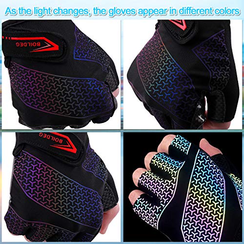 boildeg Guantes de Ciclismo de Bicicleta Guantes de Bicicleta de Carretera de Medio-Dedo para Hombres Mujeres Acolchado Antideslizante Transpirable (Black, M)